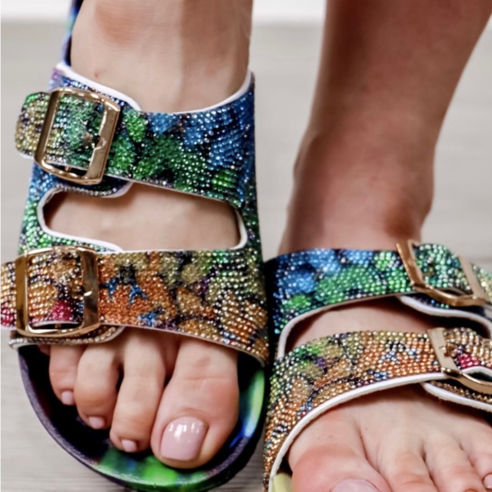 Outwoods Multi Colored Sparkle Slide on Sandals